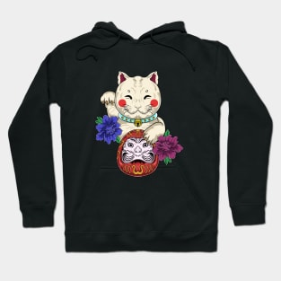 Cute Cat Luck Japanese Daruma Hoodie